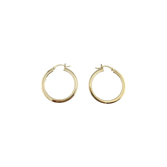 Vintage 14K Yellow Gold Hoops With Clear Stone #11944 - Picture 2 of 6